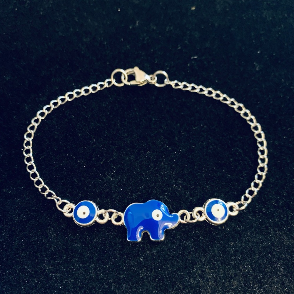 Blue Elephant Evil Eye chain bracelet or anklet - Picture 5 of 5